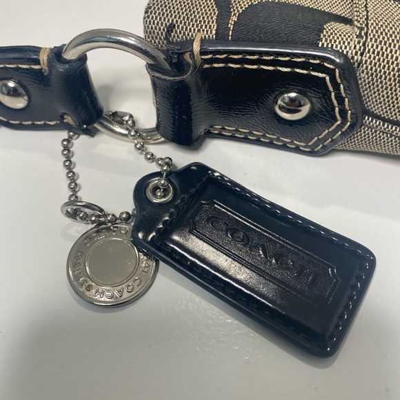 Coach Black and Taupe Signature Crossbody Purse - Picture 2 of 10
